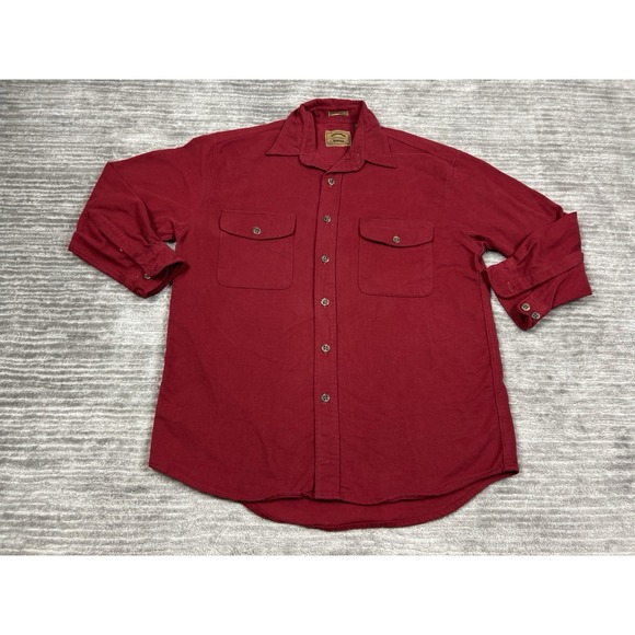 Vintage St Johns Bay Chamois Cloth Shirt Mens Medium‎ Red Soft Cotton Button Up - Picture 1 of 12